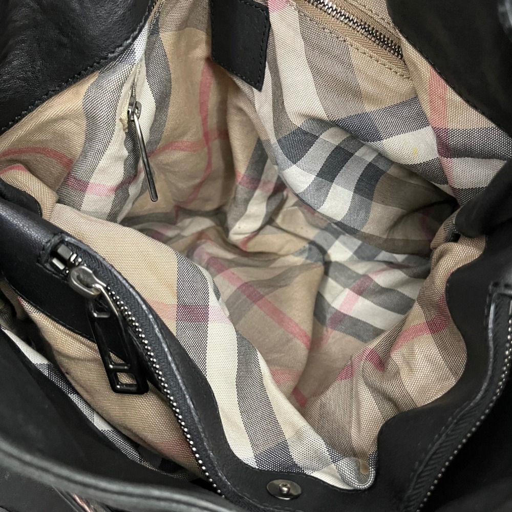Burberry Black Leather Compton Hobo Convertible Large Shoulder Bag Purse READ - Picture 12 of 16